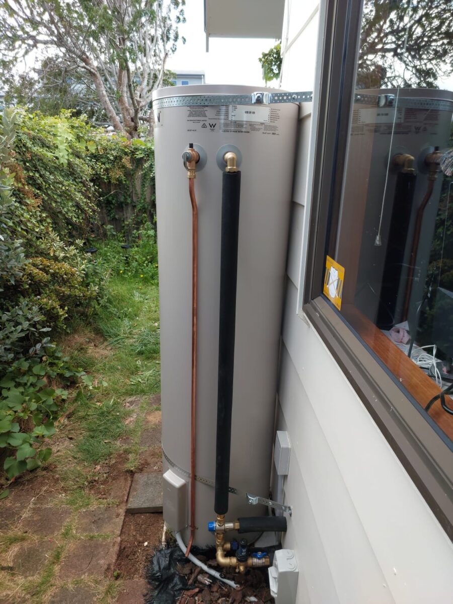 newly installed mains pressure hot water cylinder